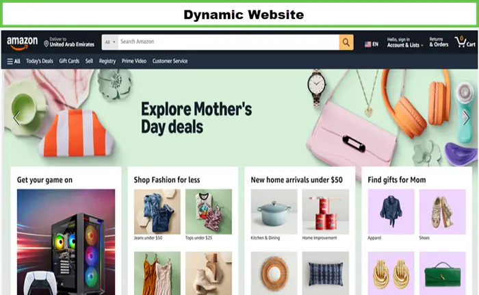 An example of a Dynamic Website