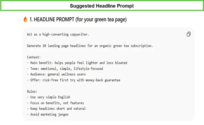 headline page prompt given to chatgpt 