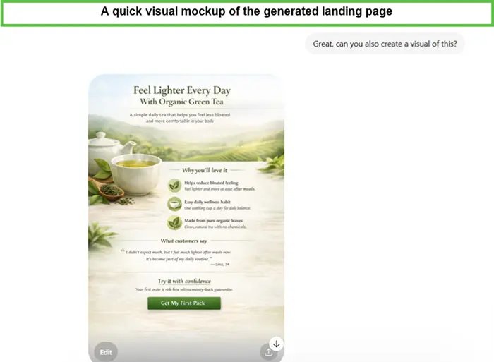 final result of landing page 