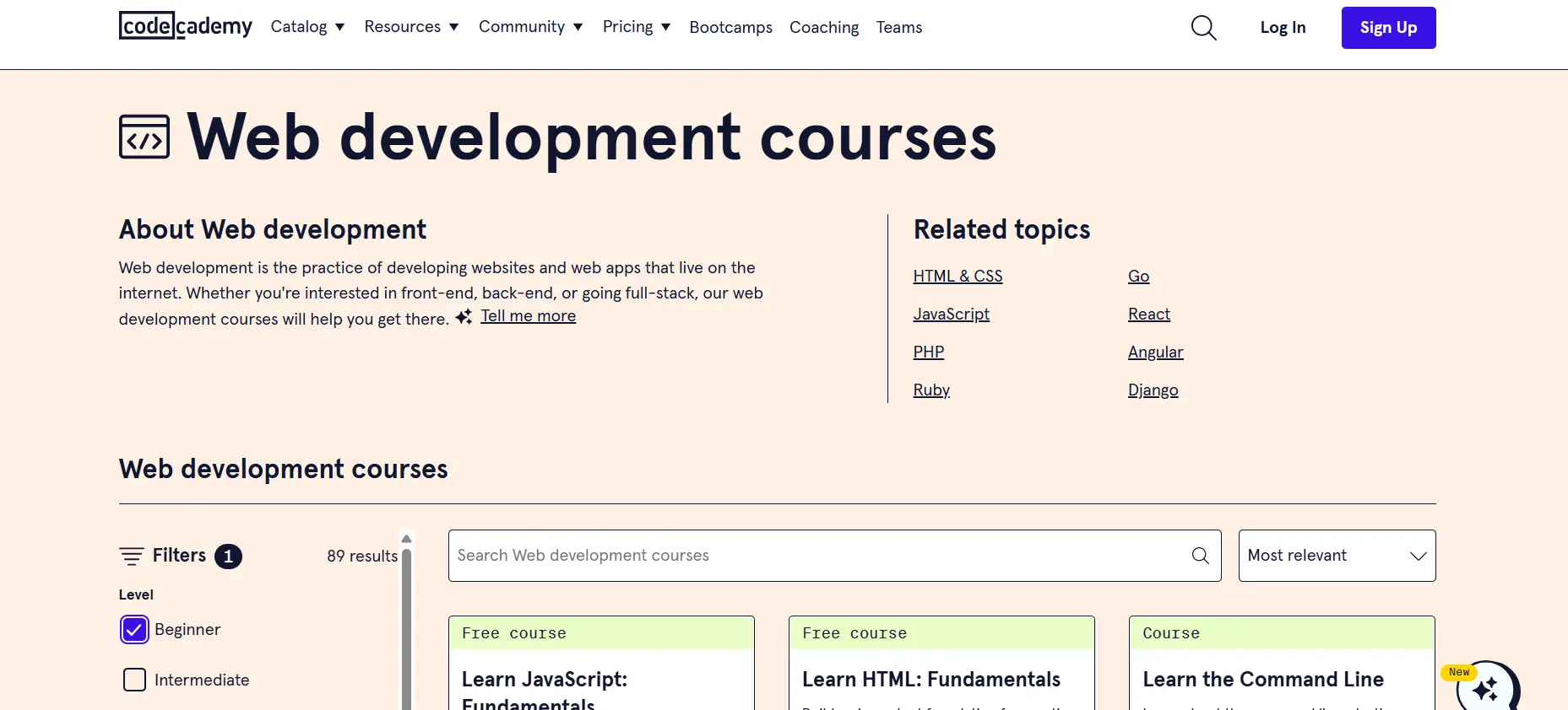 code academy web development courses