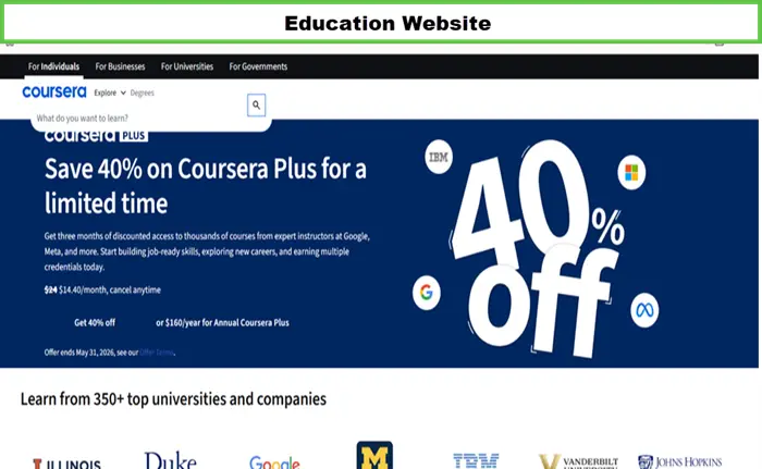 An example of a education Website