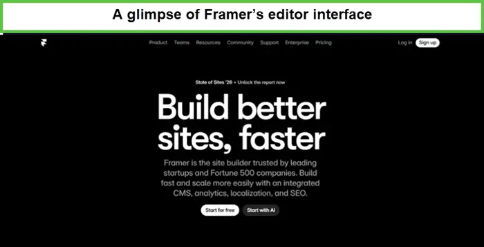 Preview of the Framer website design interface