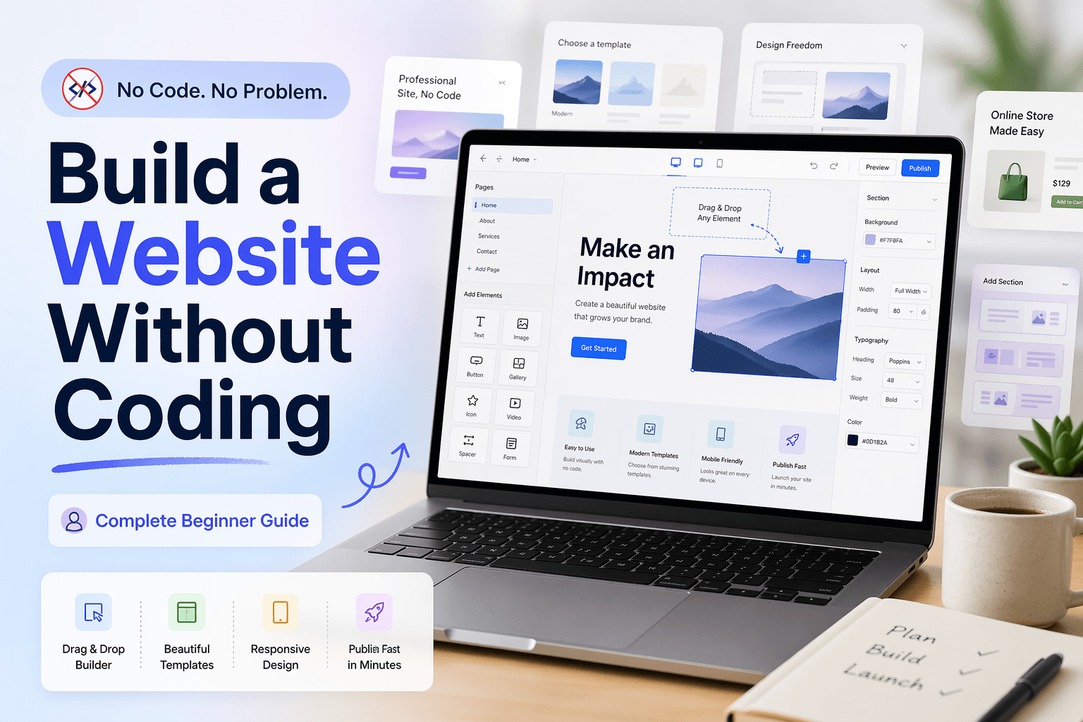 featured image for the best no coding website blog