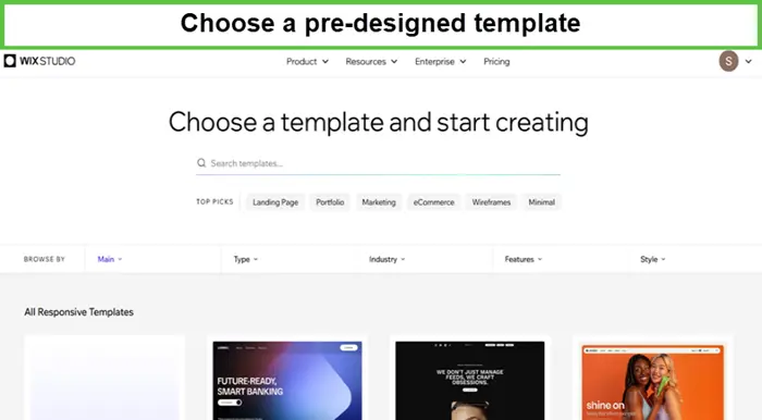 pick your correct template for the website