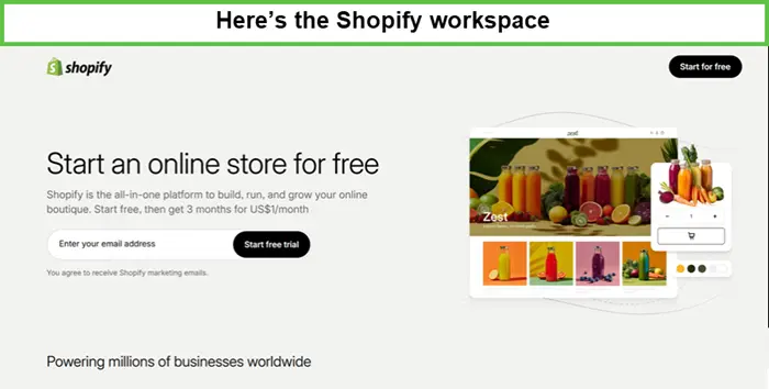 Here’s the Shopify workspace